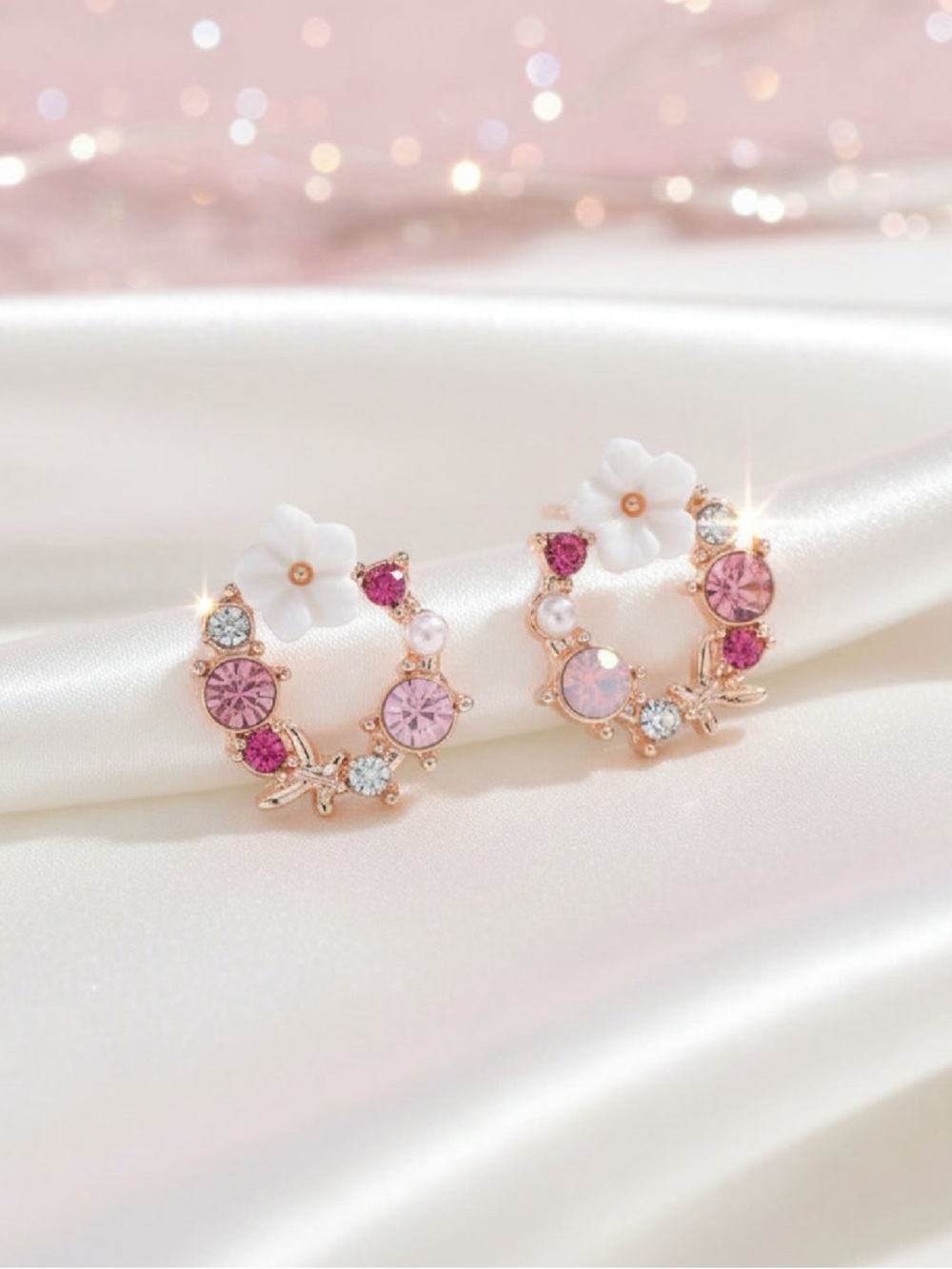 Floral Rose Gold Earrings